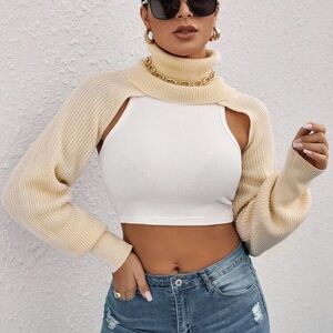 High Neck Raglan Sleeve Crop